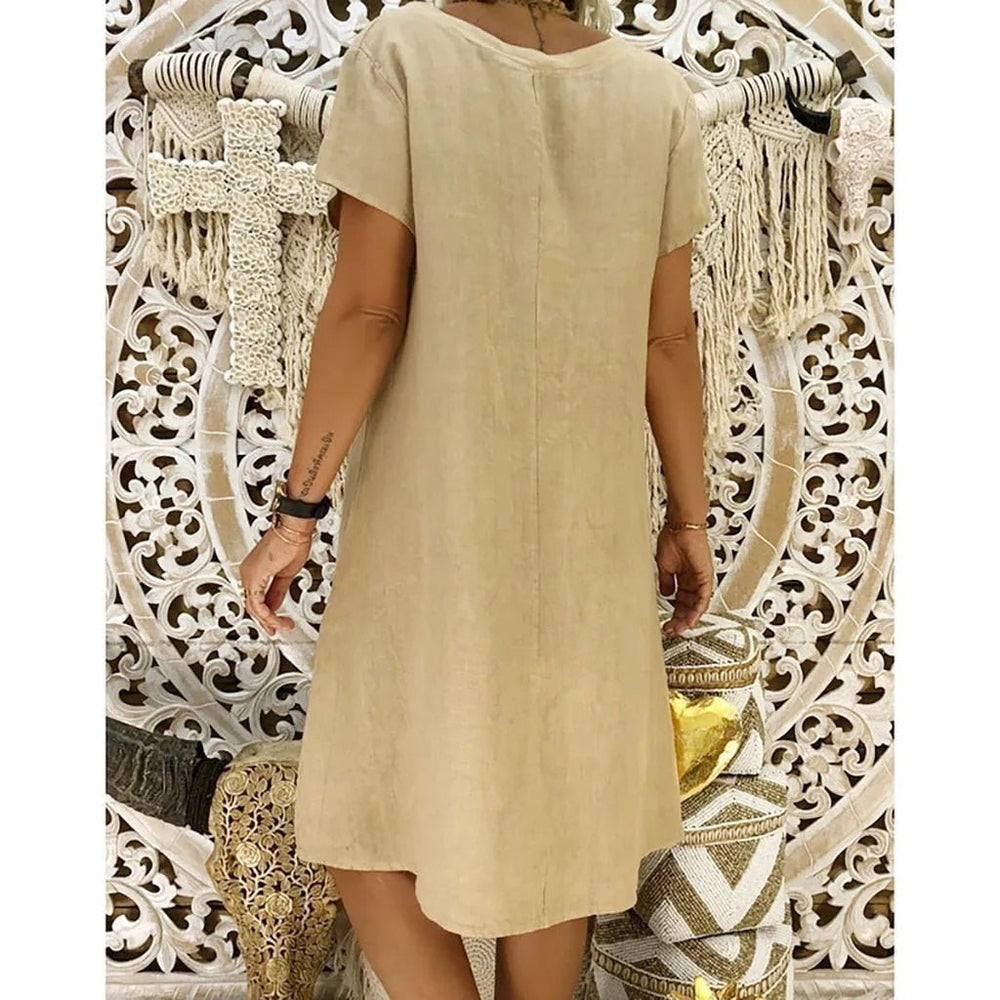 Leonora | Damen V-Ausschnitt Kurzarm Mini Kleid