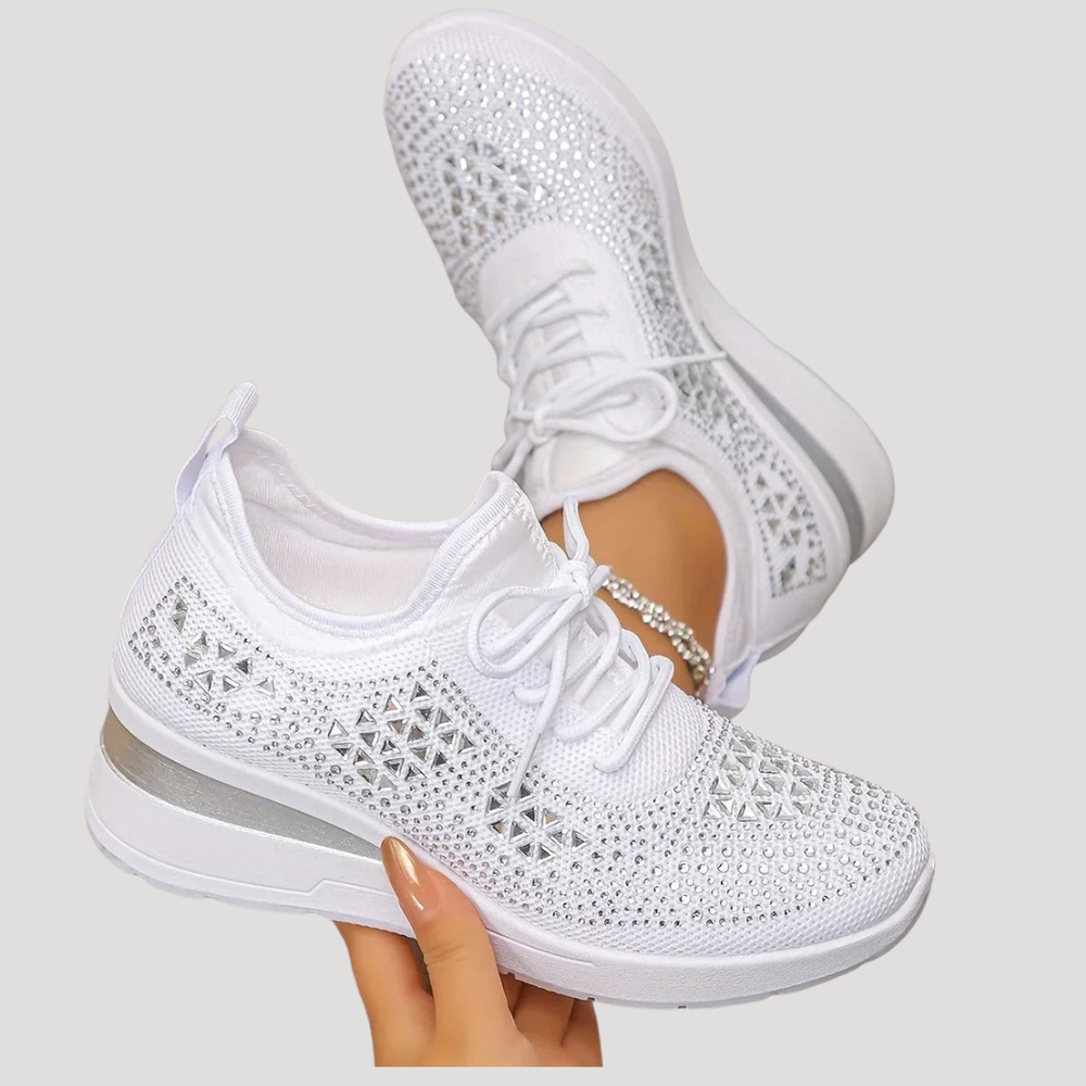 Lirenne | Damen Glitzer Sneaker mit Strasssteinen Plateau