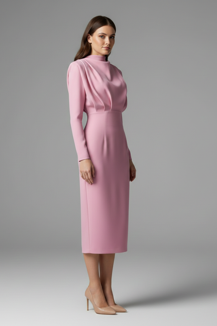Lysithea | Damen Rollkragen Langarm Maxikleid