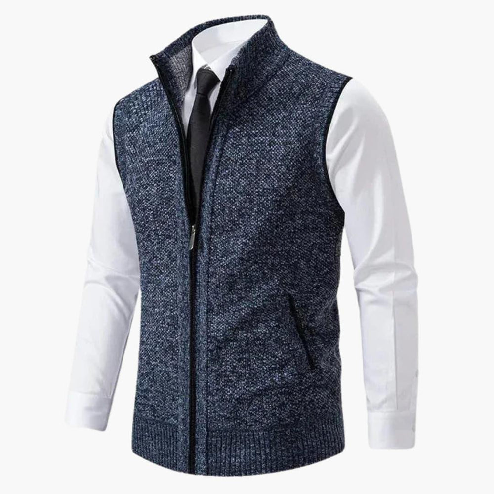 Magnus | Herren Ärmelloser Strickpullover mit Reißverschluss