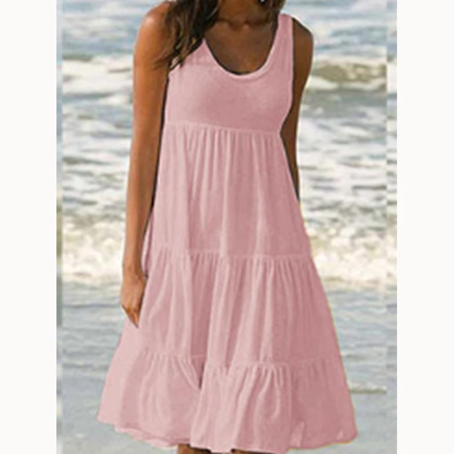 Mila | Damen Stufenkleid Ärmellos Midi Rüschen Sommer