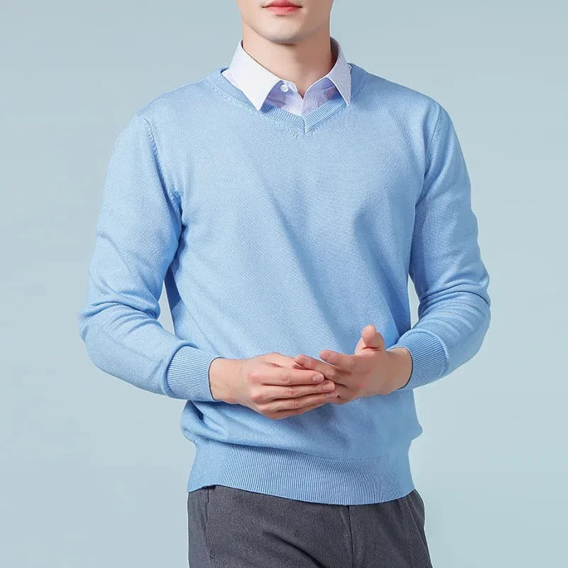 Anton | Klassischer V-Neck Kaschmir Pullover