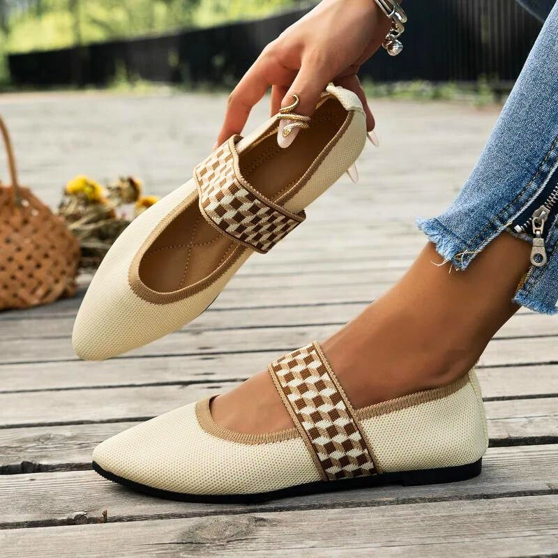 Marlena | Damen Mary Jane Karomuster Ballerinas