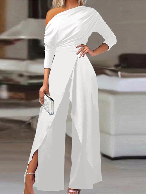 Marlena | Damen Schulterfreier Wide Leg Jumpsuit