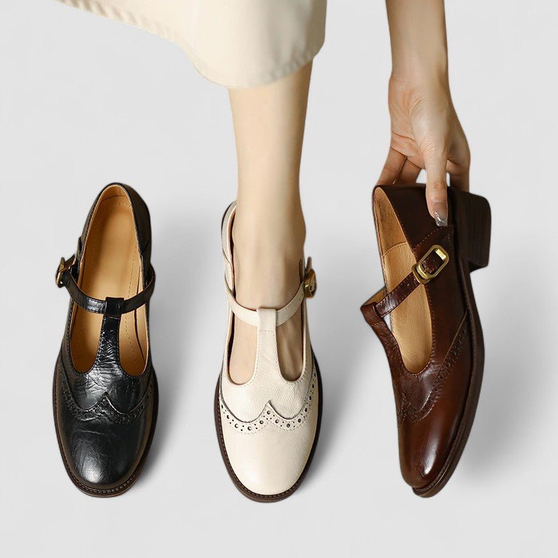 Marlene | Mary Jane Schuhe Orthopädisch T-Riemen Blockabsatz
