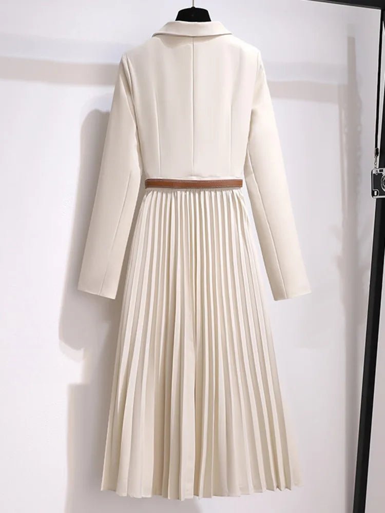 Sophie | Midi Blazerkleid Tailliert Plissiert Elegant
