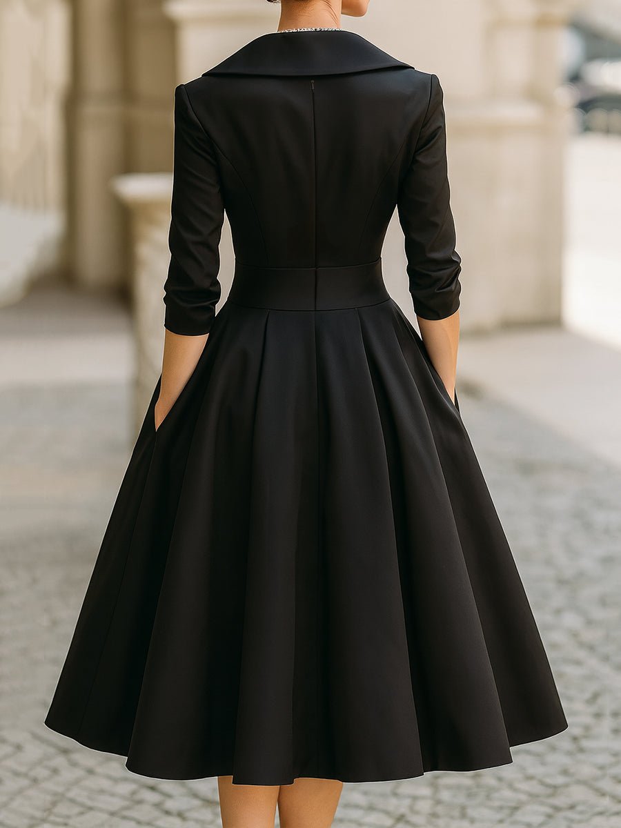 Luisa | Midi Kleid V-Ausschnitt Wickelstil Elegant