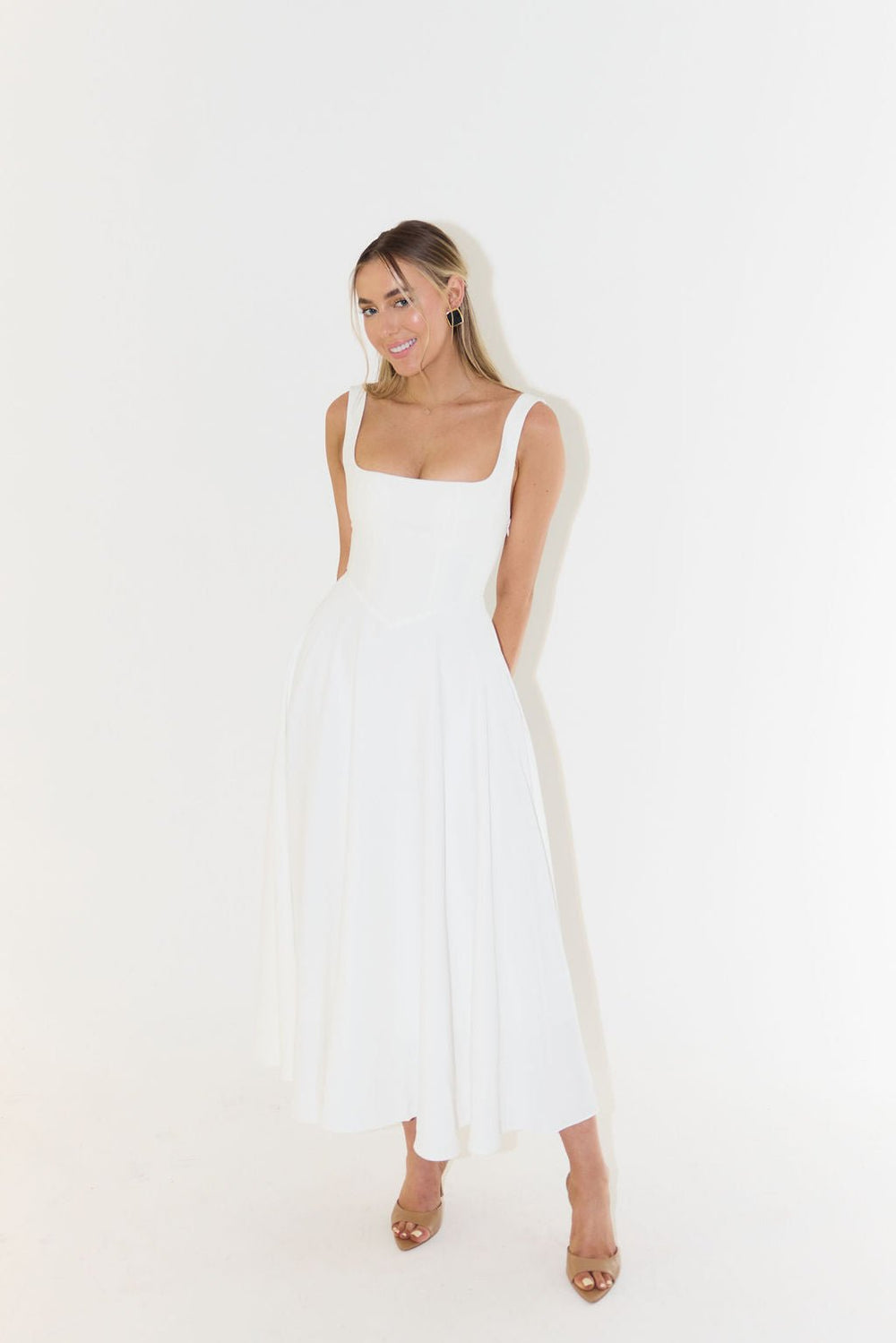 Luisa | Midikleid A-Linie Quadratischer Ausschnitt Plissee