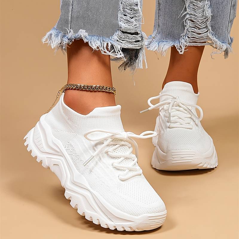 Martina | Damen Trendige Schnür-Sneaker mit klobiger Sohle