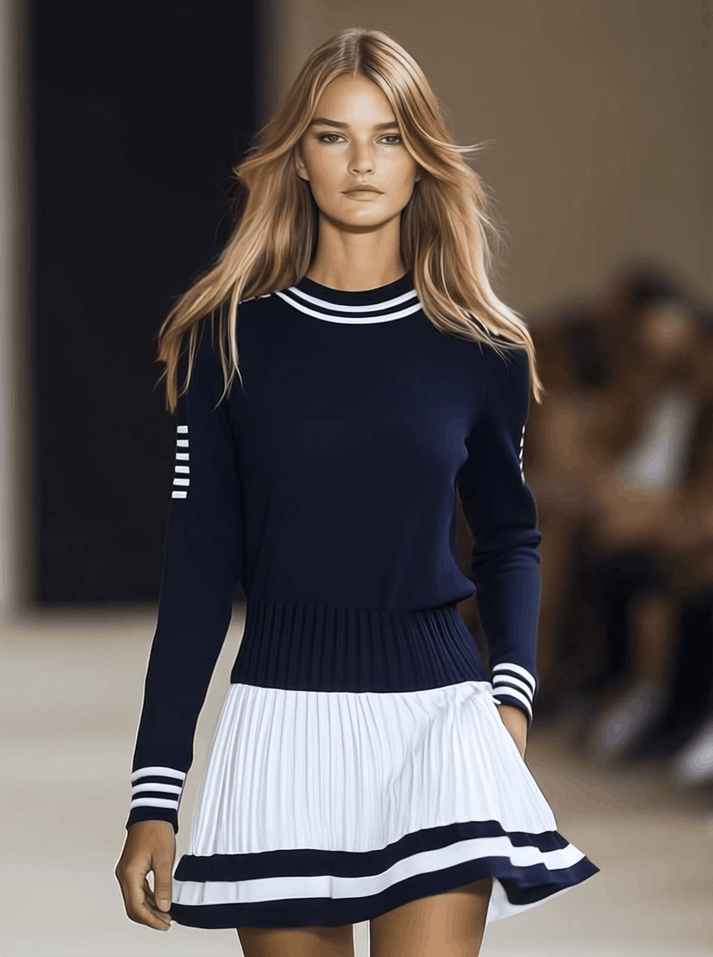 Nadia | Damen Sportliches Rundhals Langarm Minikleid