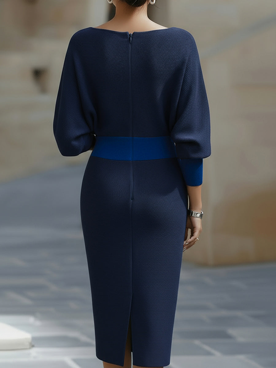 Amyy - Elegantes Midi Kleid Mit Langen Ärmeln
