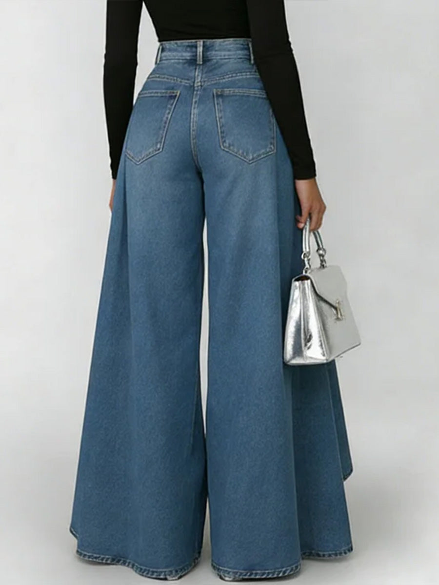 Damenjeans mit hoher Taille und weitem Bein