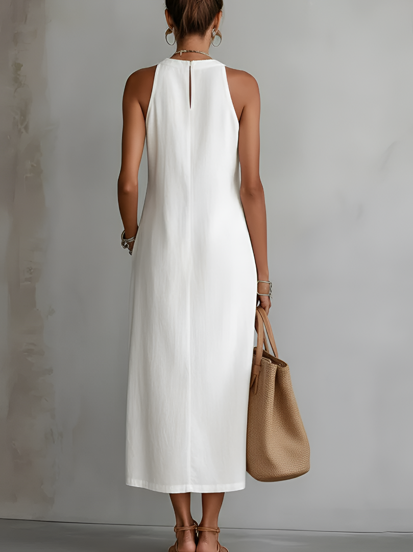 Jimena | Damen Midi-Kleid aus Leinen – Leinen Midikleid Sommer