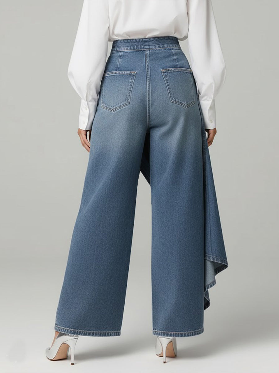 Damenjeans mit hoher Taille, lockerer Passform und weitem Bein