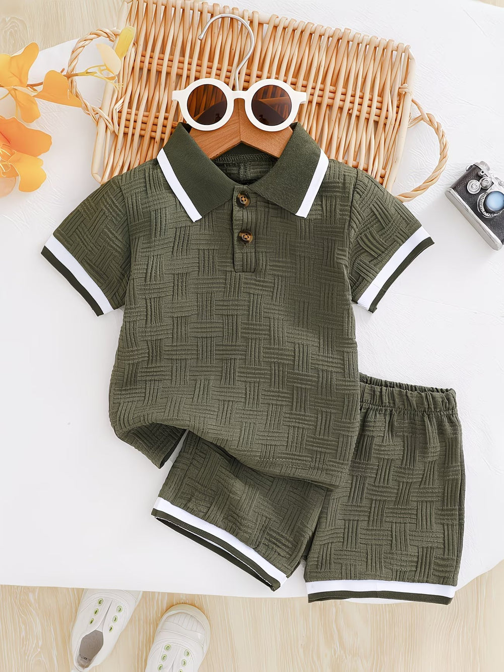 Basil - Strukturiertes Set aus Poloshirt und Shorts