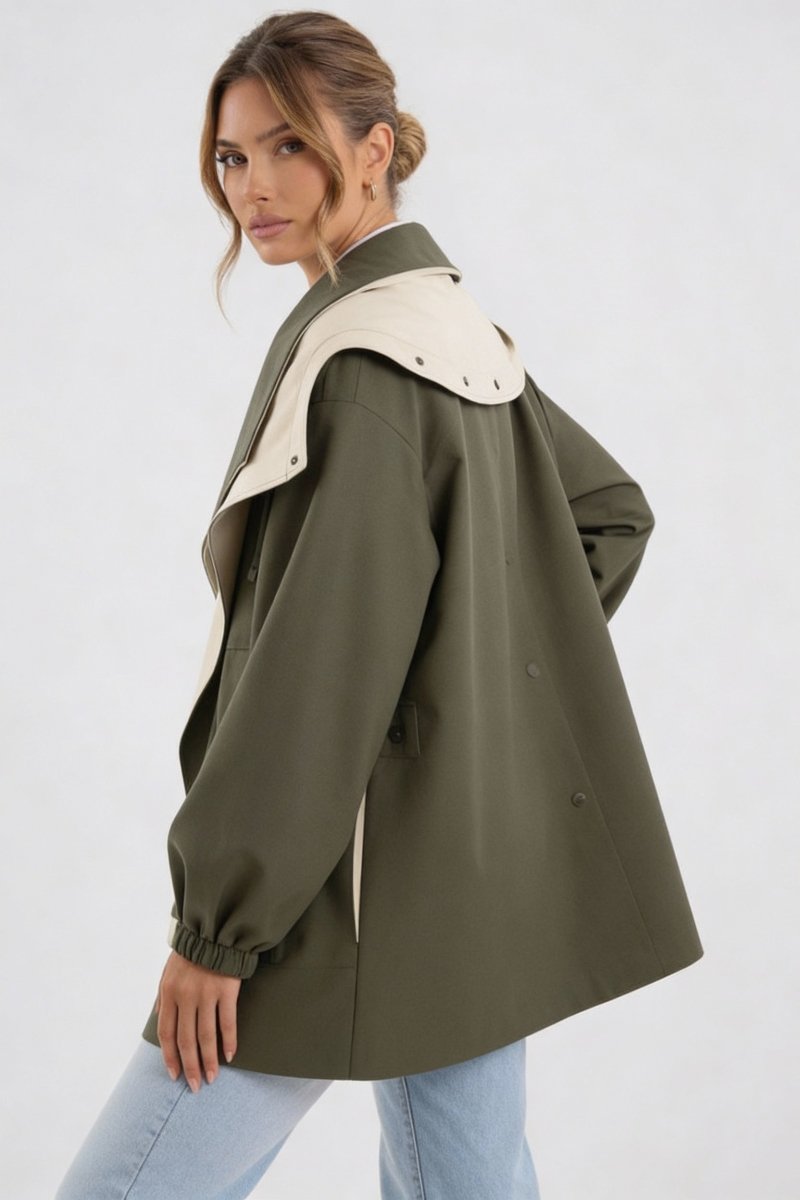 Oversized Kapuzenjacke mit Reverskragen