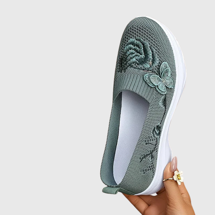 Philippa | Damen Bestickte Schmetterling Slip-On Loafer