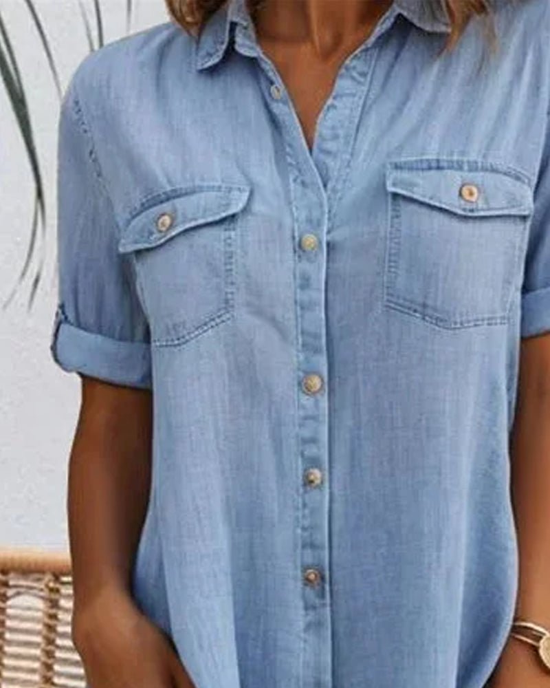 Katharina | Plus Size Jeanskleid Hemdkleid Knöpfen Leicht Casual