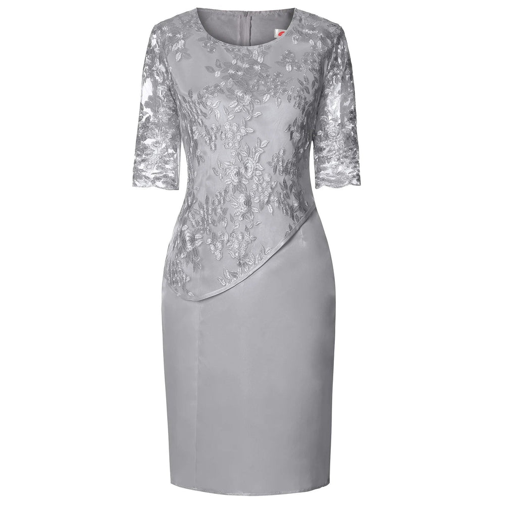 Amelie | Plus Size Midi Kleid Spitze Blumen Elegant Festlich