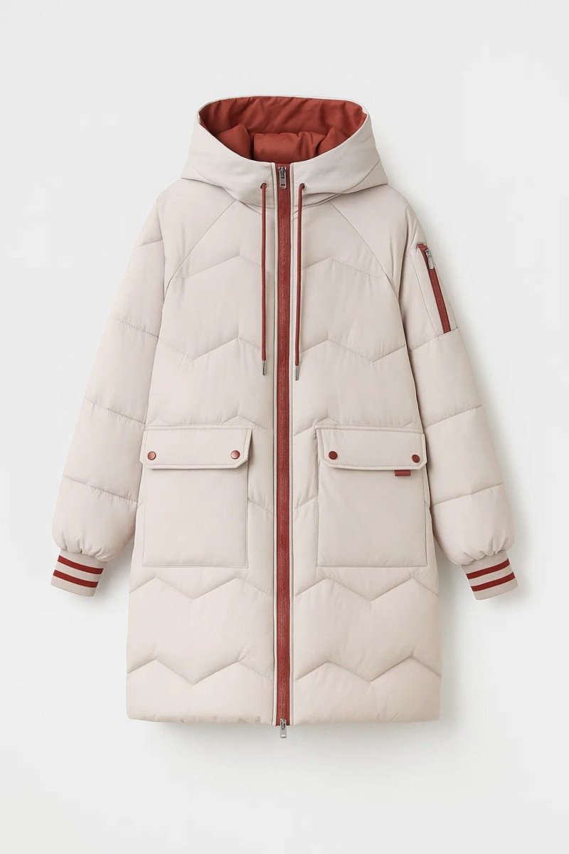 Pufferjacke Winter Damen Lang Beige