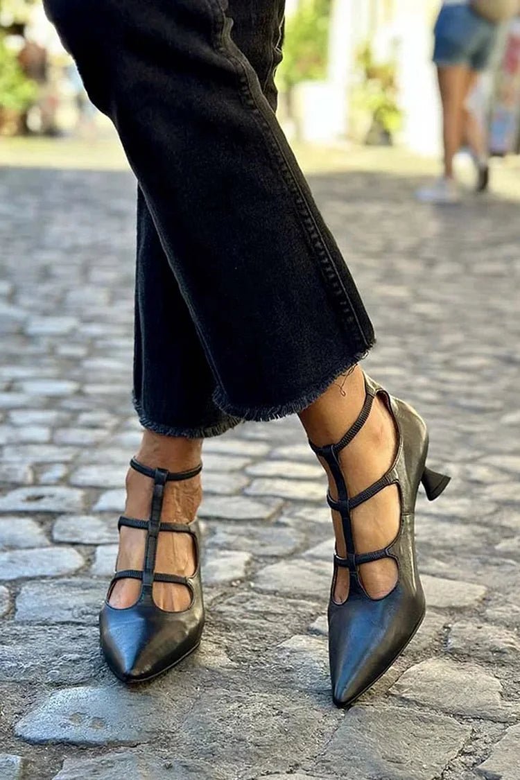 Annika | Pumps Spitz Riemchen Blockabsatz Elegant