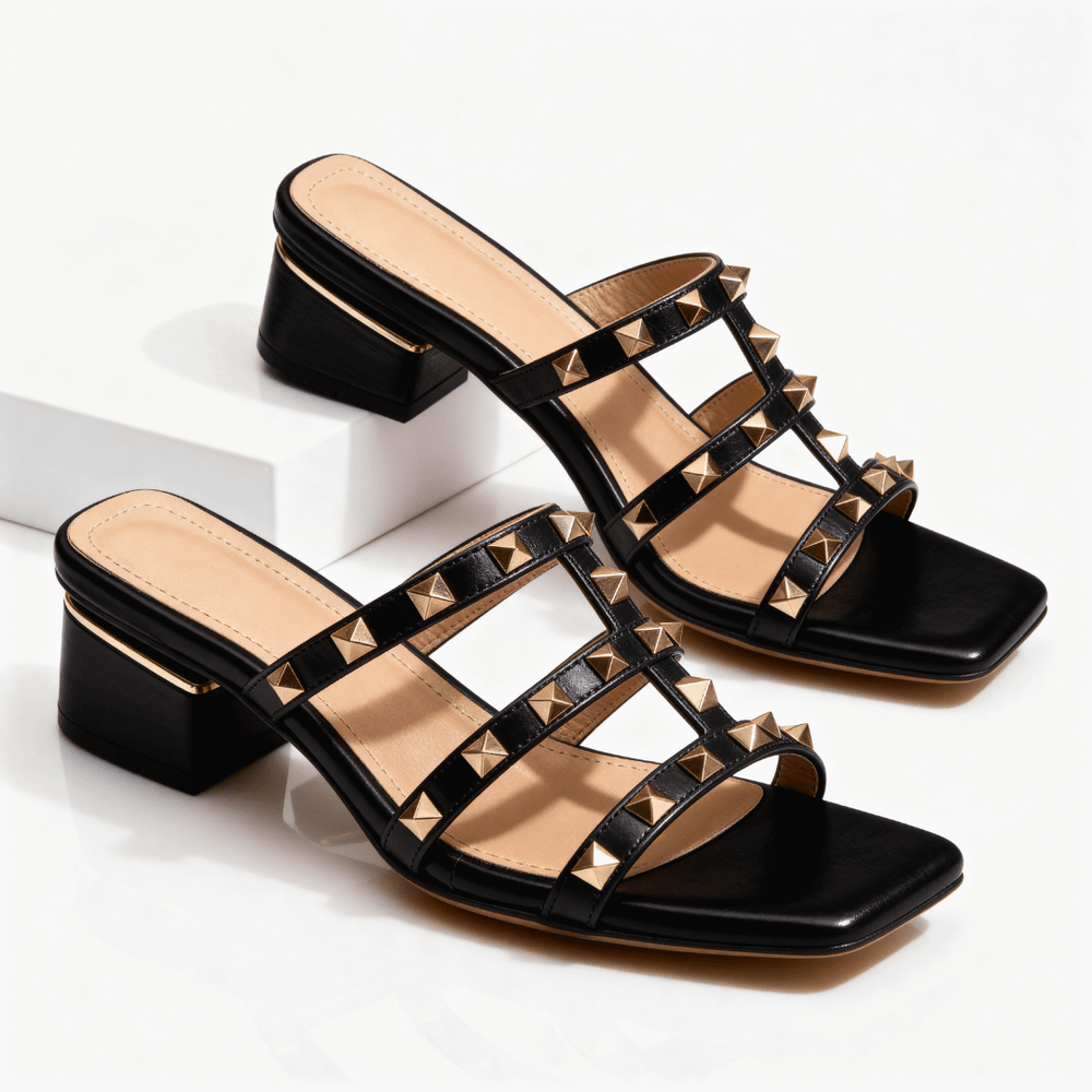 Riemchensandalen Damen mit Nieten und Absatz