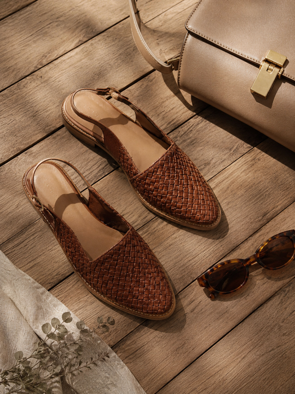 Jesselle - Gewebte Slingback-Ballerinas