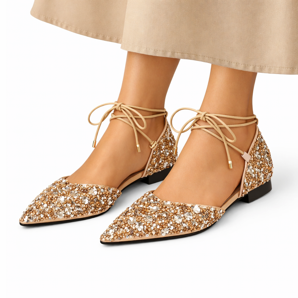 Rosemunde | Damen Glitzer Schnürschuhe Spitz