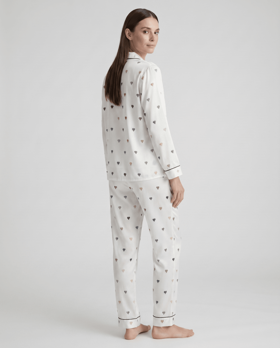 Schlafanzug Damen lang mit Hemd und Hose