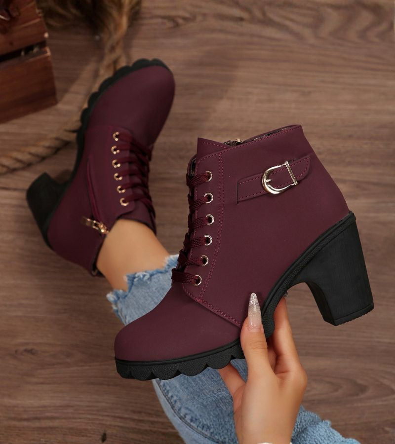 Schnürstiefel Damen mit Schnalle