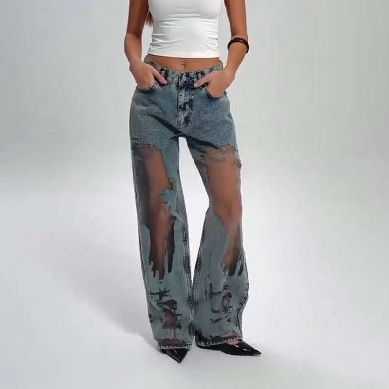 STELLA | JEANS MIT VINTAGE MESH PATCHWORK PRINT