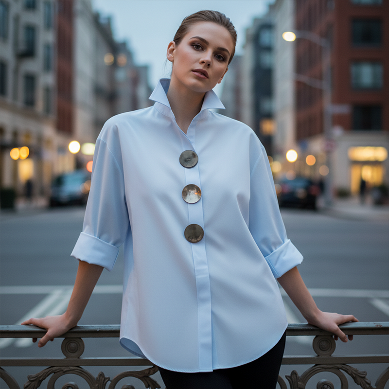 Cvijeta – Übergroß Bluse Mit Großen Metallknöpfen