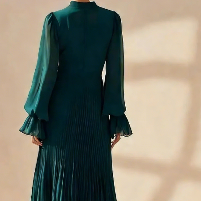 Daryna – Plissiertes Midikleid Mit Schlüssellochausschnitt