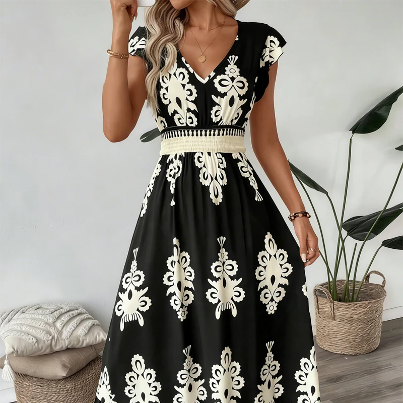Ranika – Ärmelloses Maxi Kleid Mit V-Ausschnitt