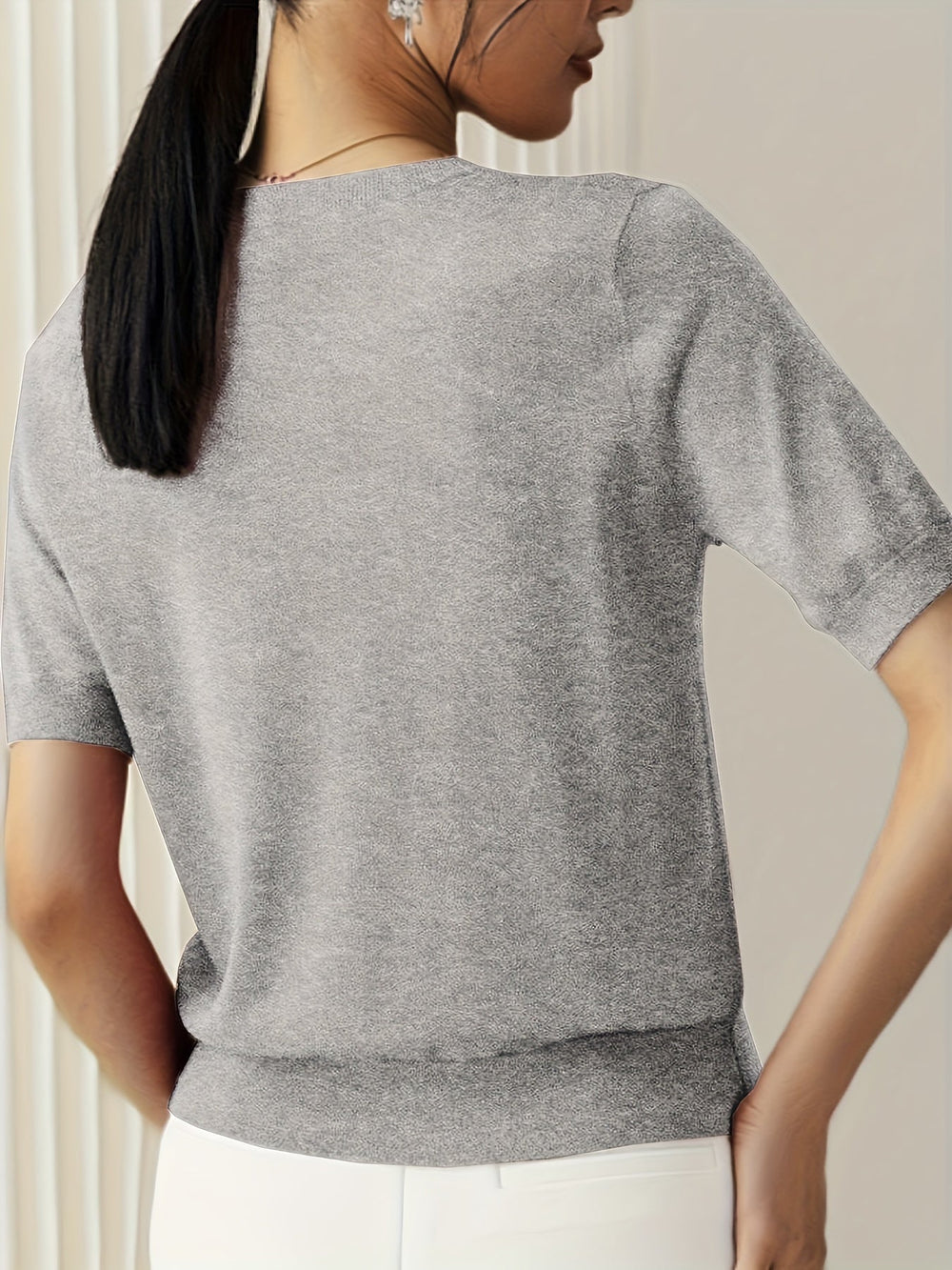 Sunniva | Damen Kurzarm Strickpullover Rundhals