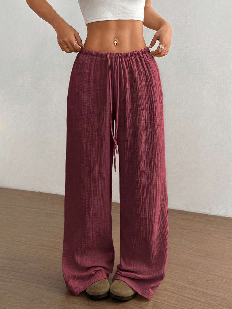 Svenja | Damen Weite Hose Elastischer Bund Kordelzug