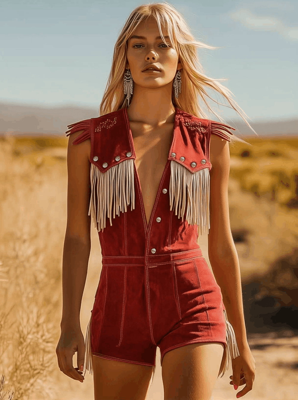 Tamara | Damen Fransen Jumpsuit Western Style