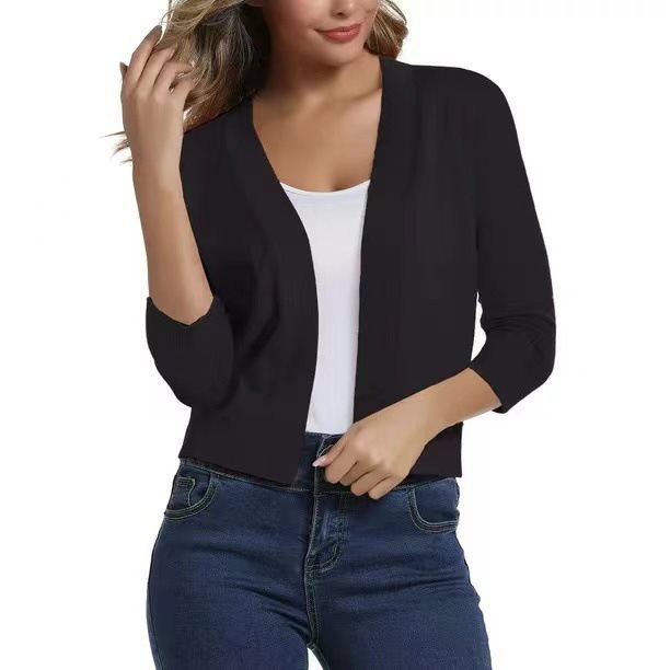 Thordis | Damen Strickjacke Offene Front 3/4 Arm
