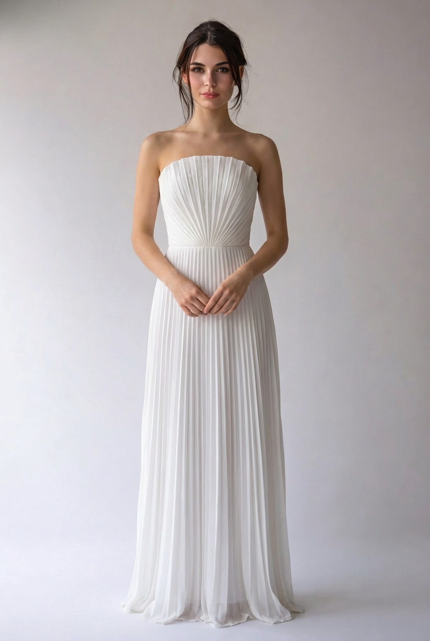 Ekaterina | Damen Plissee Maxikleid Fließend Elegant