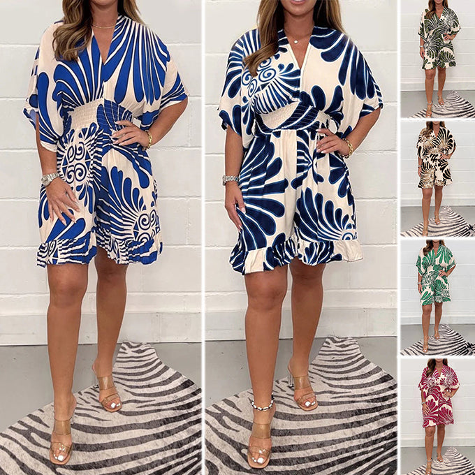 Linoya – Mini Kleid Mit Auffälligem Botanik-Drucken