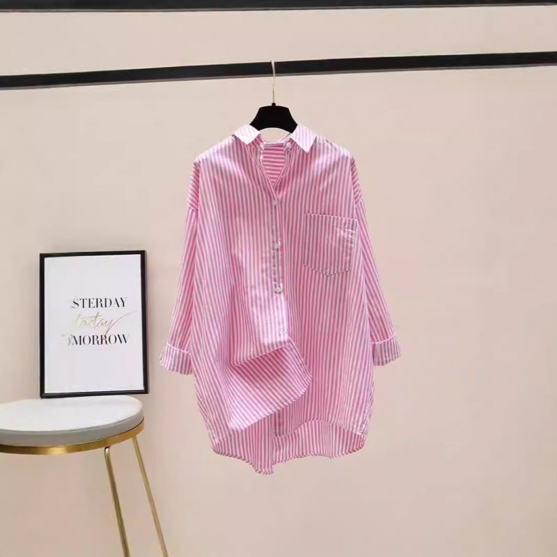 Venka | Damen Gestreiftes Oversize Hemd Langarm