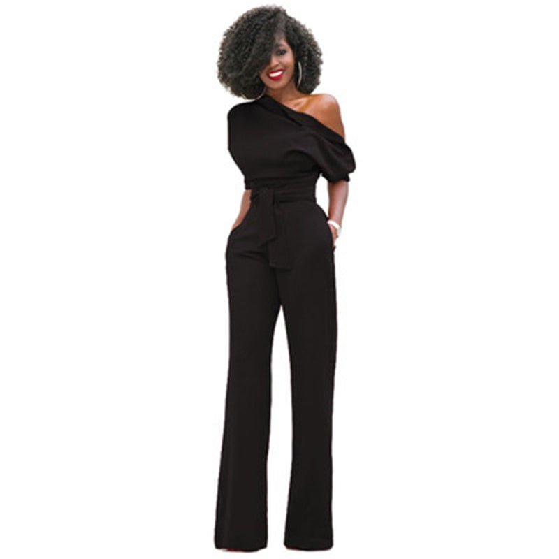 Veronica | Damen One Shoulder Weites Bein Jumpsuit