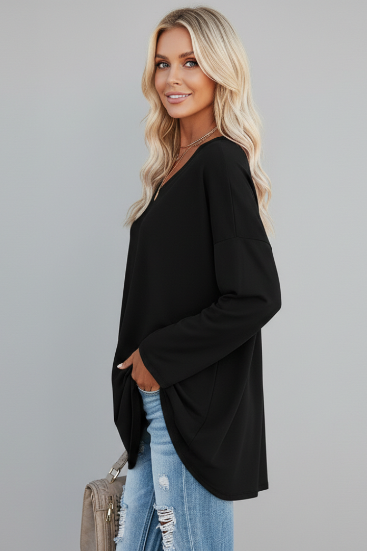 Vesperina | Damen V-Ausschnitt Langarmshirt