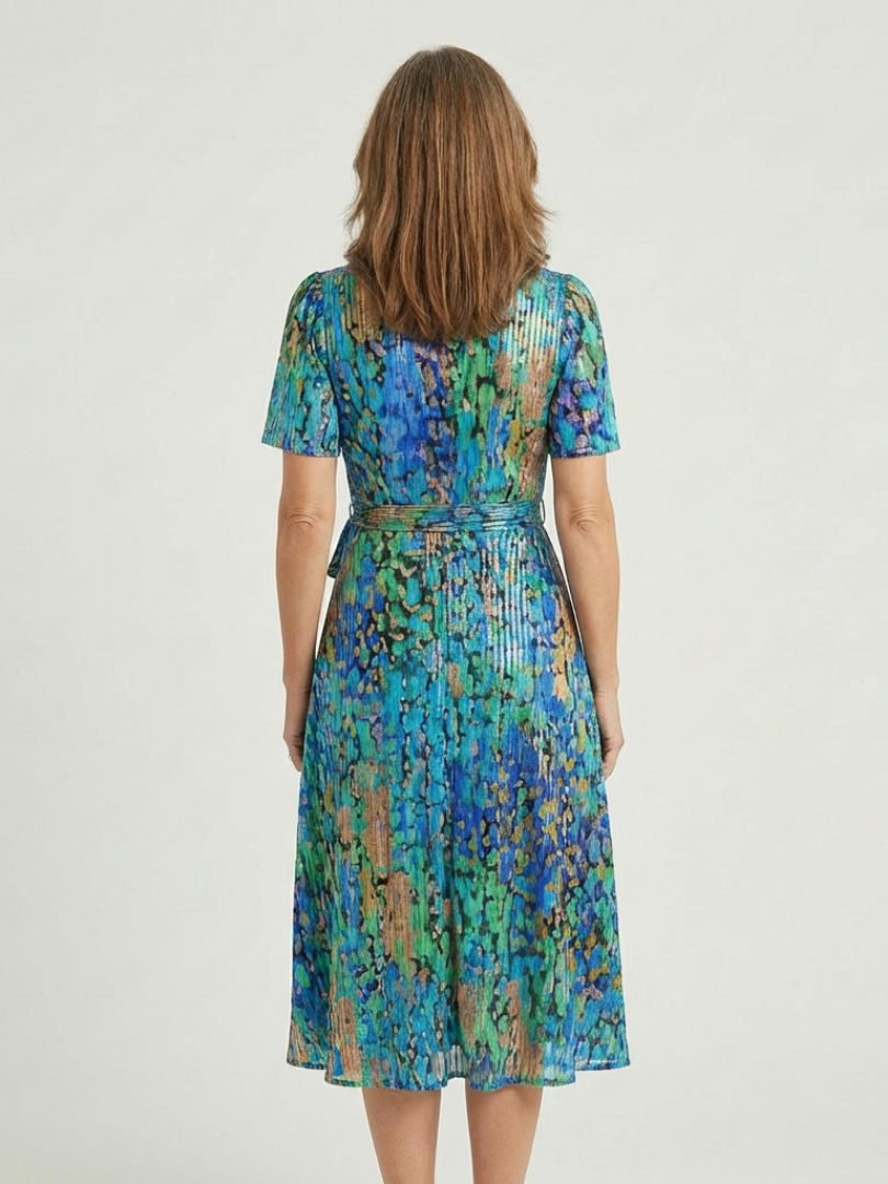 Zafrina | Midi-Kleid mit abstraktem Muster