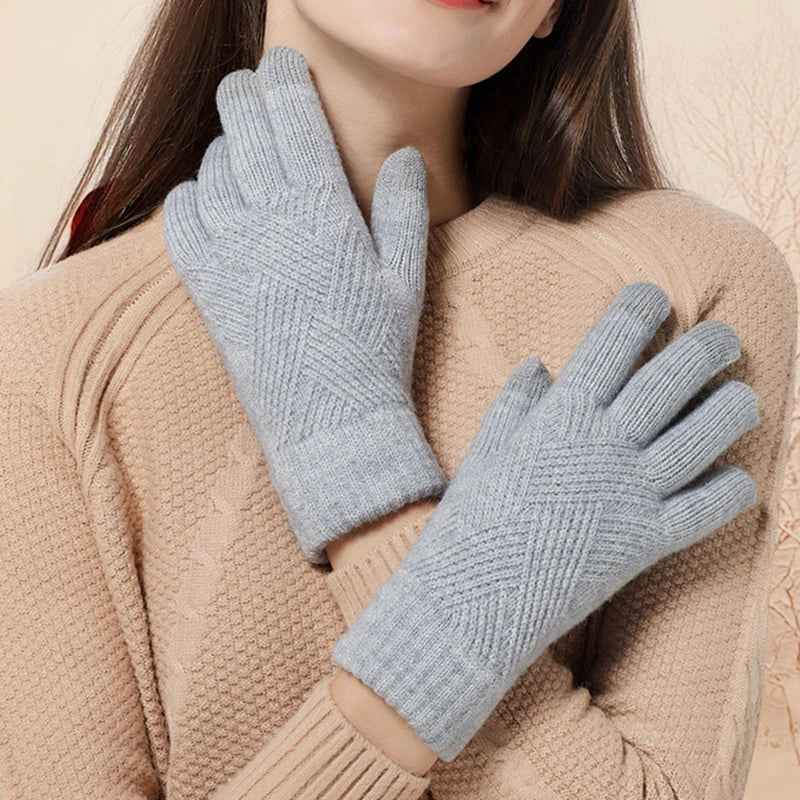 Warme Strickhandschuhe Damen