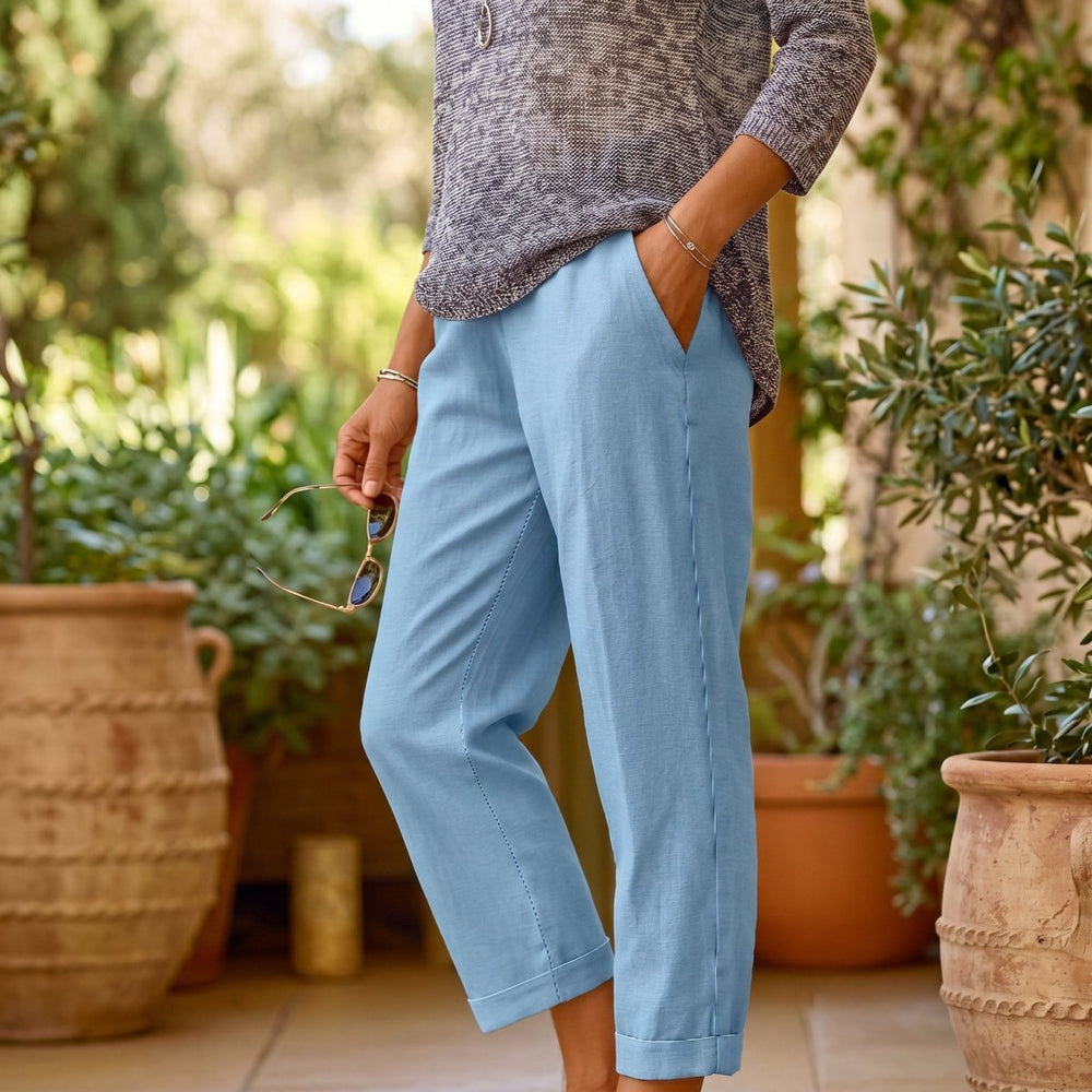 Weitbeinige Damen Sommerhose mit Elastischem Bund