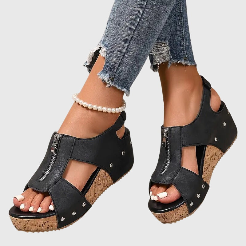 Wilhelmina | Damen Orthopädische Sandalen mit Reißverschluss