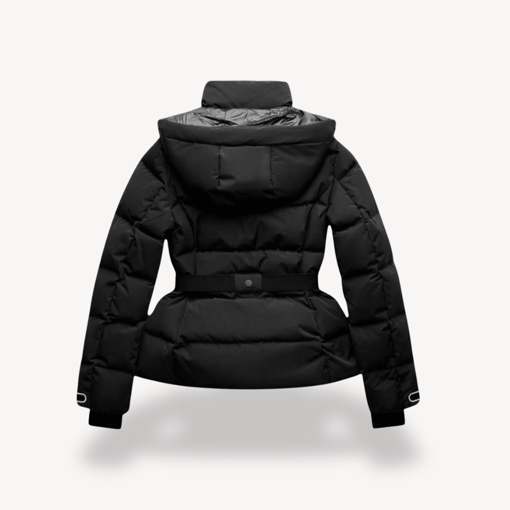 Winterjacke Damen Puffer mit Gürtel und Kapuze
