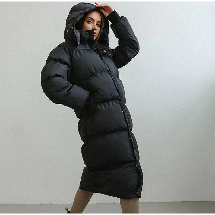 Wintermantel Damen Puffer Lang mit Kapuze